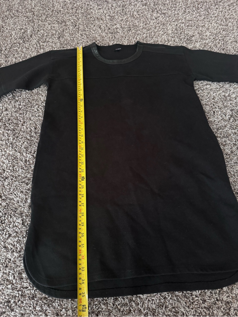 Madewell Black Oversized Knit Dress Leather Trim Pique Ponte M $128 - Picture 9 of 11